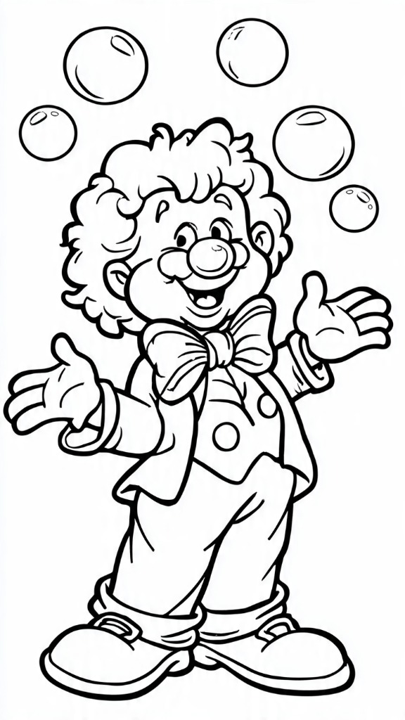 Payaso malabarista para colorear del circo