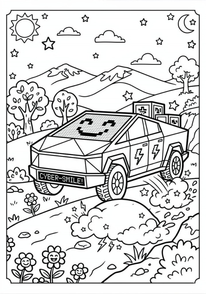 Coche cibernético para colorear de pack