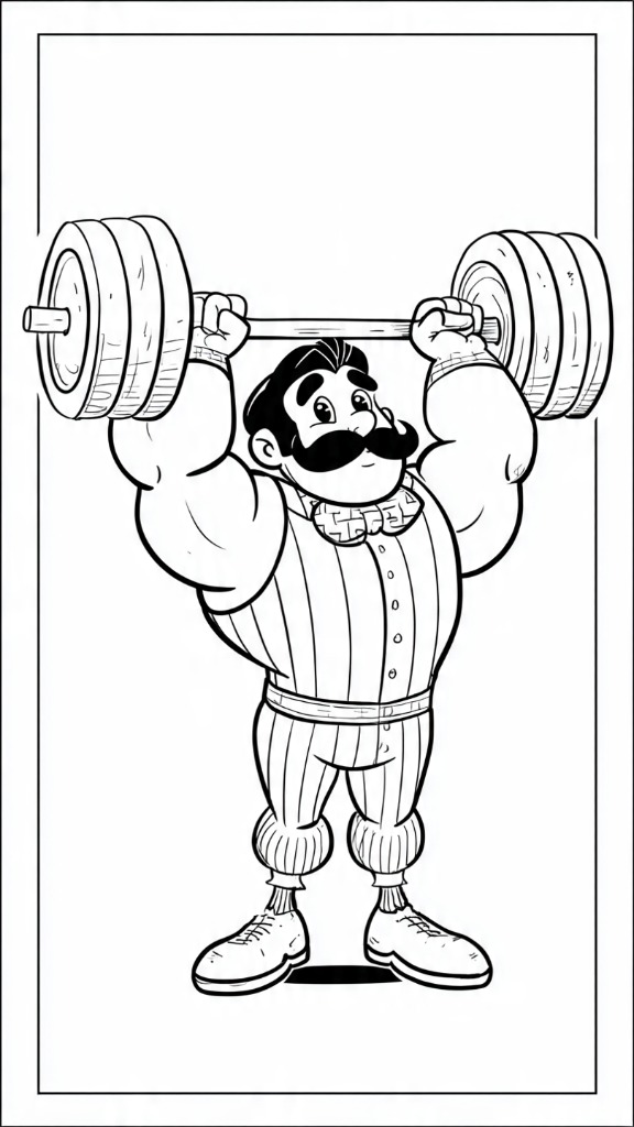 Hombre forzudo de circo para colorear de pack