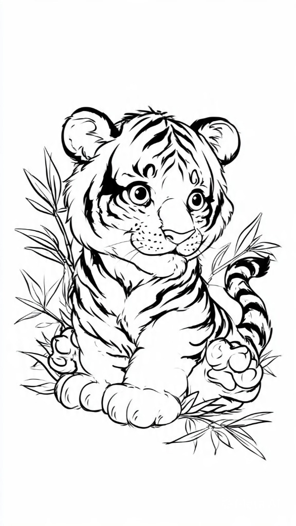 Tigre bebé para colorear de pack